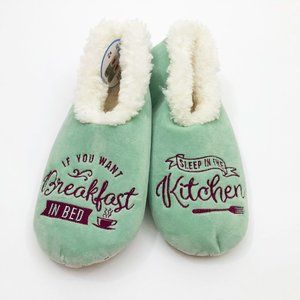 Snoozies Women's Slippers  If You Want Breakfast in Bed Sleep in Kitchen Med 7/8